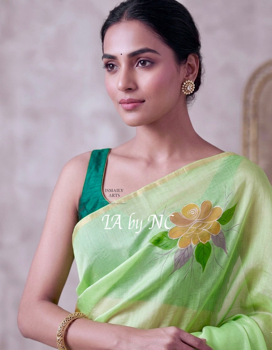 Pastel Banarasi Pure Kora Organza Saree