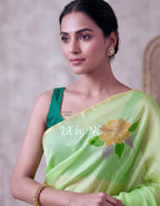 Pastel Banarasi Pure Kora Organza Saree