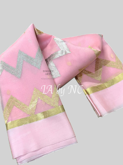 Baby Banarasi Pure Kora Organza Kadwa Saree