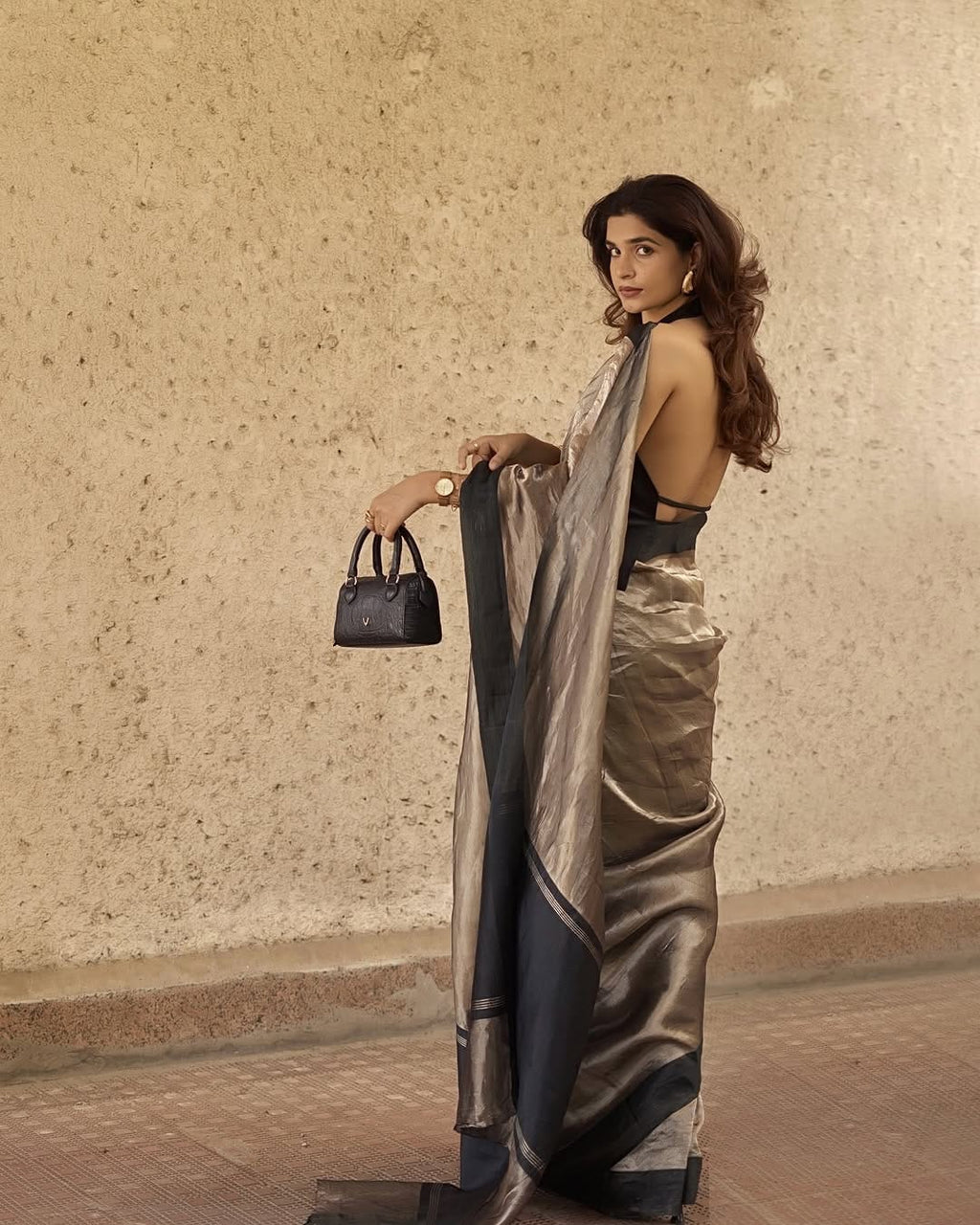Black Banarasi Pure Tissue Silk Saree - Satin Border
