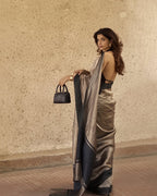 Black Banarasi Pure Tissue Silk Saree - Satin Border