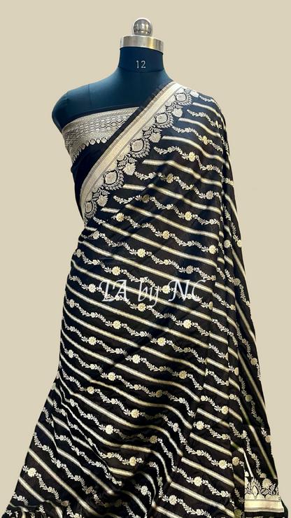 Black Banarasi Pure Katan Silk Pattu Saree
