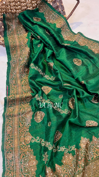 Sacramento Banarasi Pure Khaddi Tussar Georgette Handwork Saree
