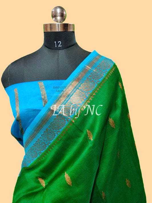 Bottle Banarasi Pure Kora Organza Kadwa Saree