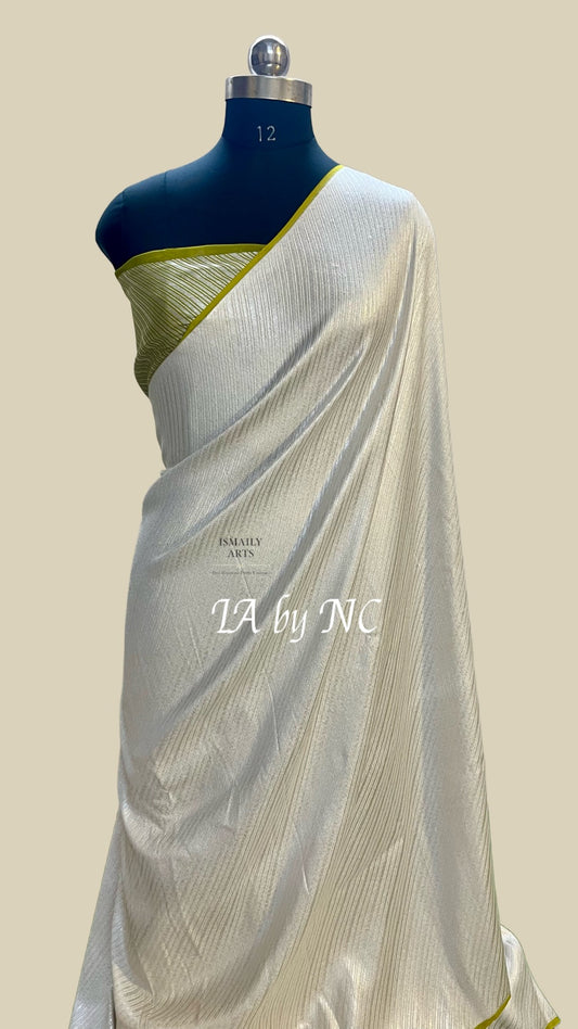 Offwhite Banarasi Pure Khaddi Georgette Saree