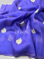 Grape Banarasi Pure Kora Organza Kadwa Saree