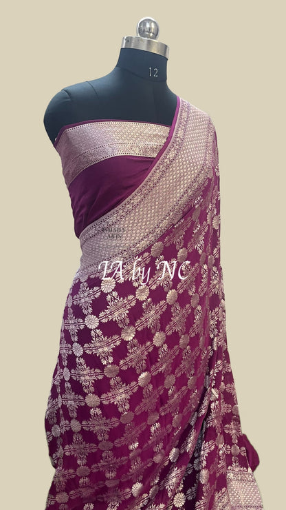 Byzantine Banarasi Pure Khaddi Georgette Saree