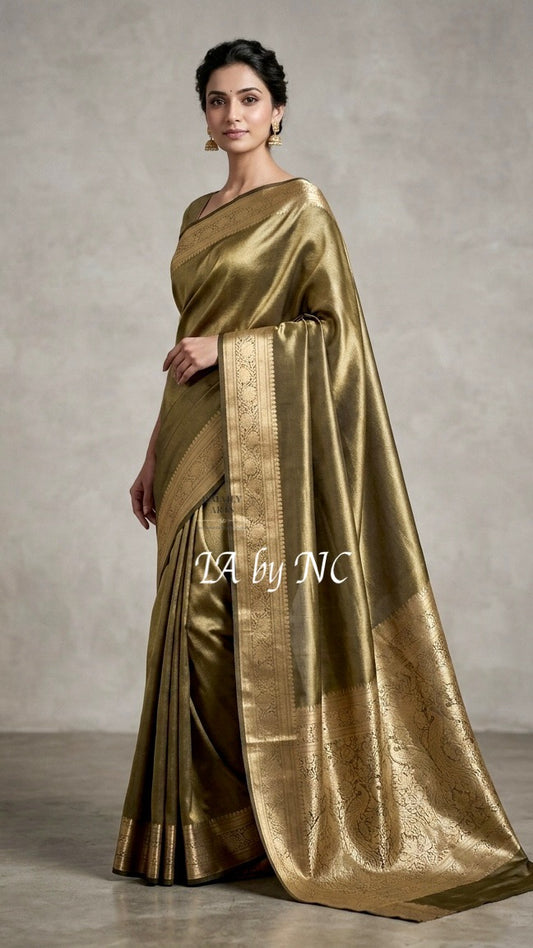 Black Banarasi Pure Tissue Silk Saree