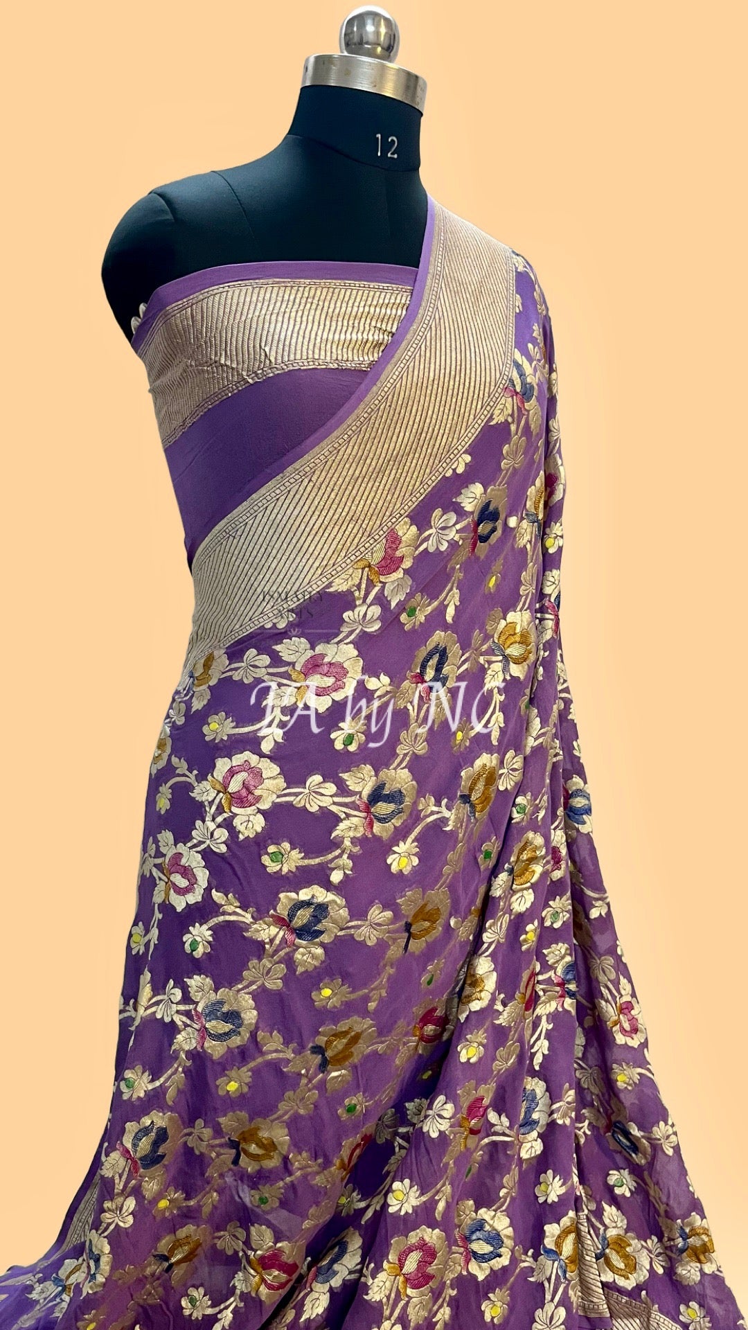 Mauve Banarasi Pure Khaddi Georgette Saree