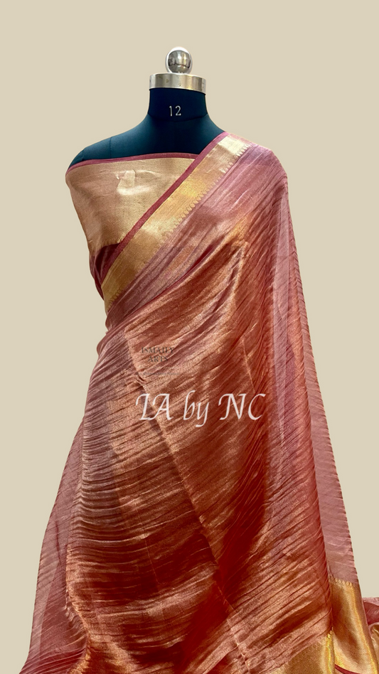 Burgundy Banarasi Pure Tissue Silk Saree