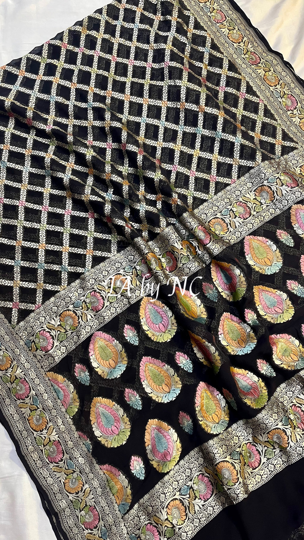 Black Banarasi Pure Khaddi Georgette Saree