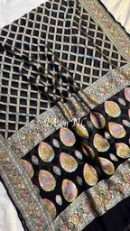 Black Banarasi Pure Khaddi Georgette Saree