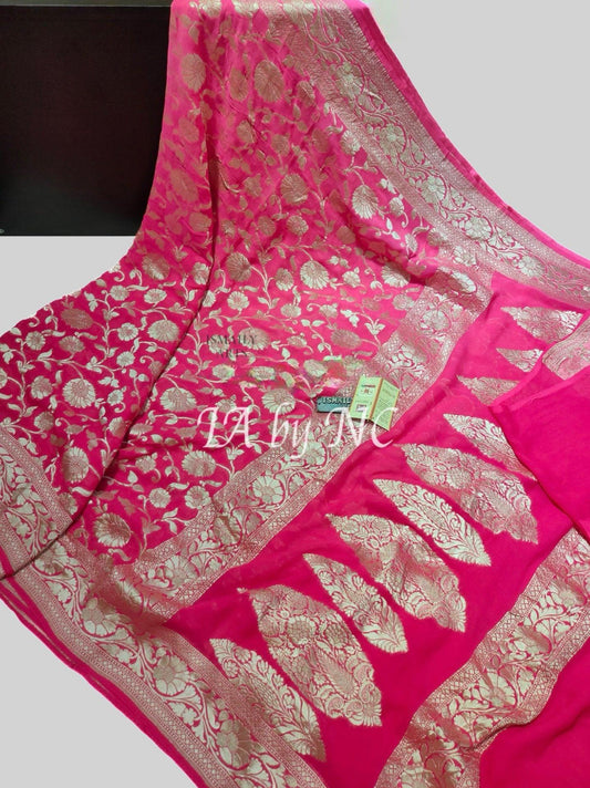 Pink Banarasi Pure Khaddi Georgette Saree