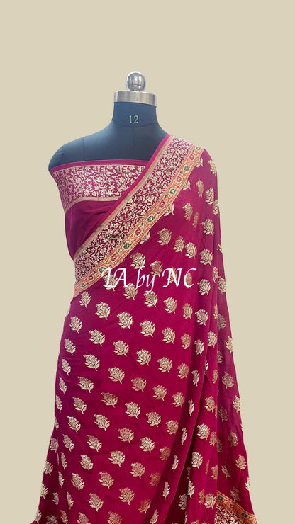 Mulberry Banarasi Pure Khaddi Georgette Saree