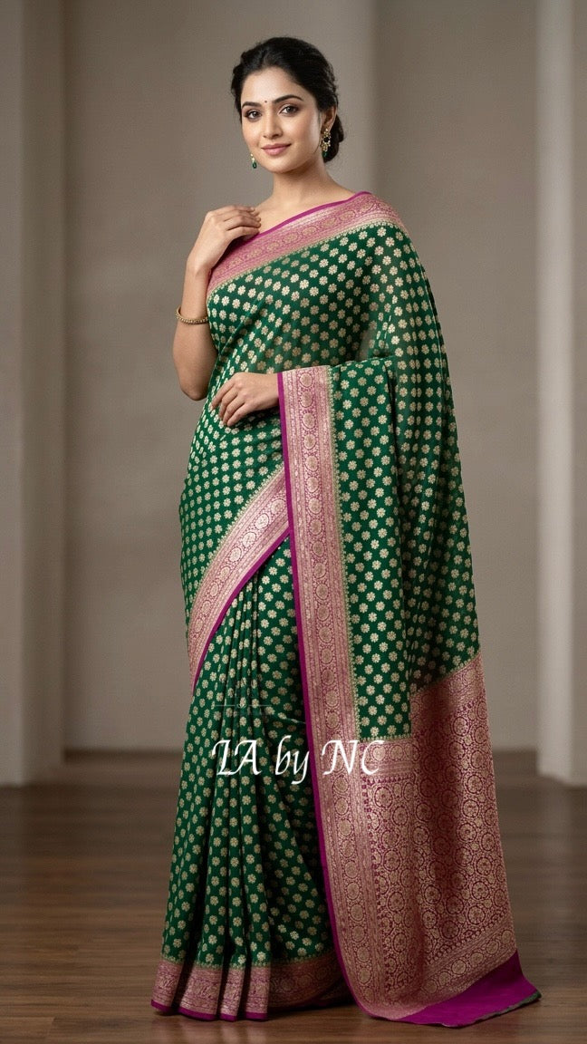 Sacramento Banarasi Pure Khaddi Georgette Saree