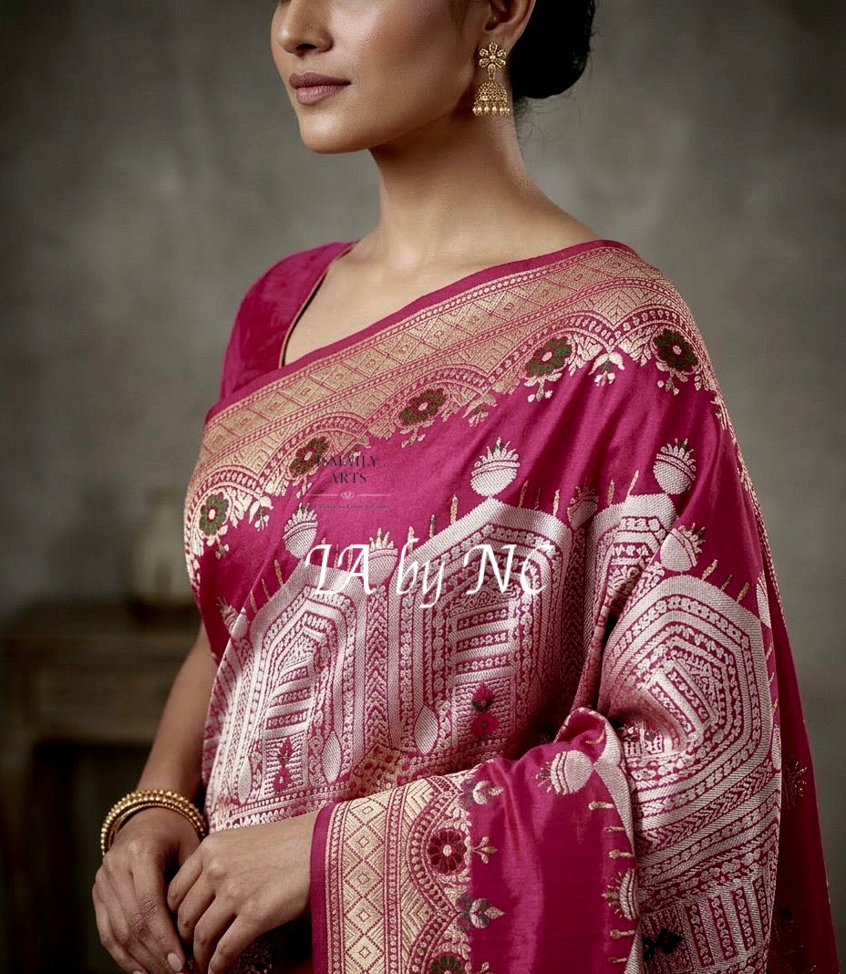 Rani Banarasi Pure Khaddi Tussar Georgette Designer Saree