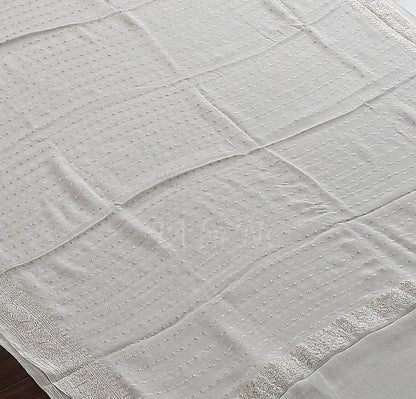White Banarasi Pure Khaddi Georgette Dupatta