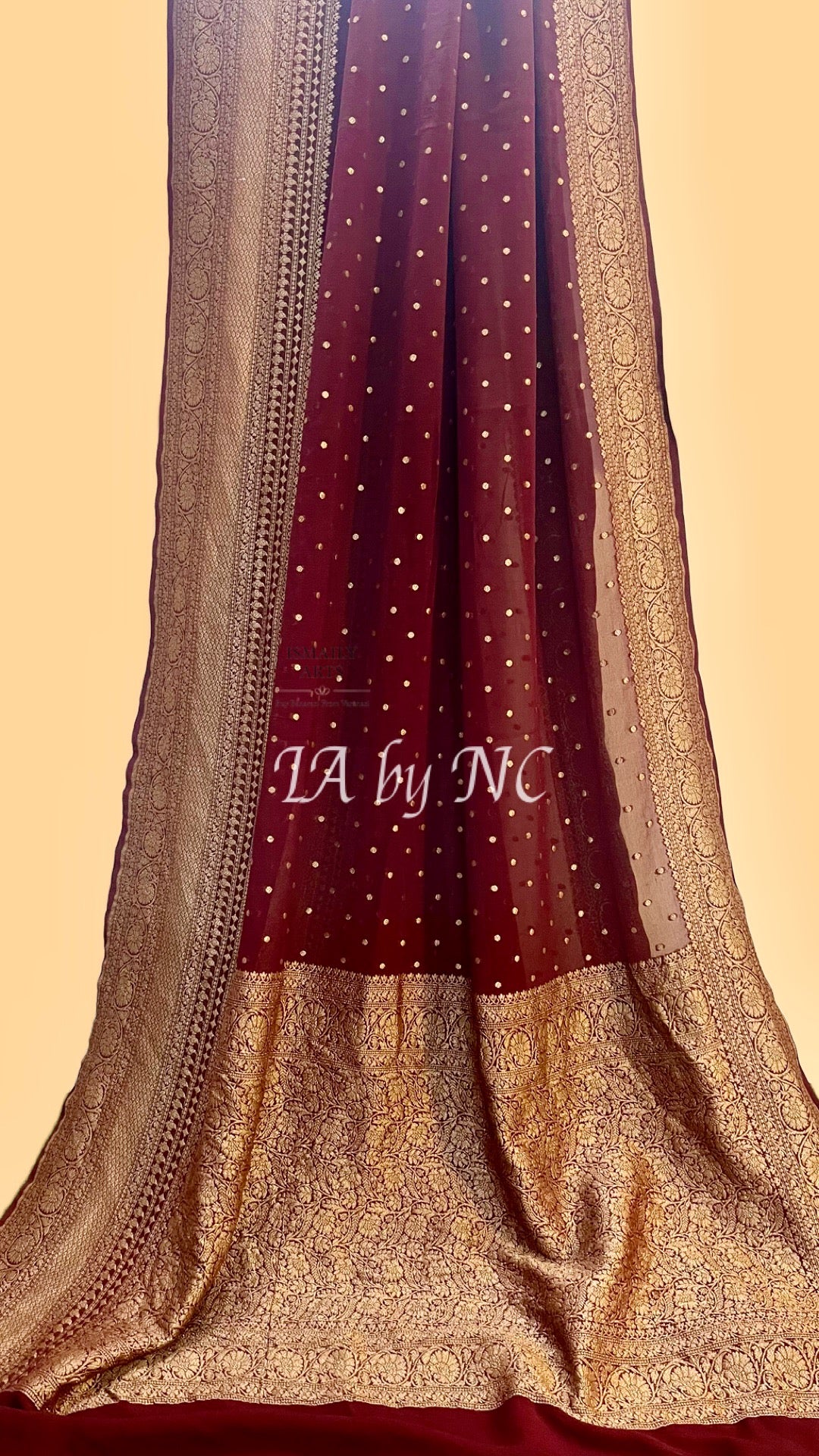 Burgundy Banarasi Pure Khaddi Georgette Saree