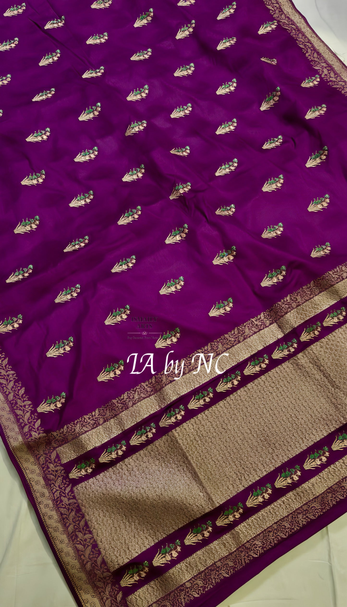 Byzantine Banarasi Mashru Katan Silk Meenakari Saree