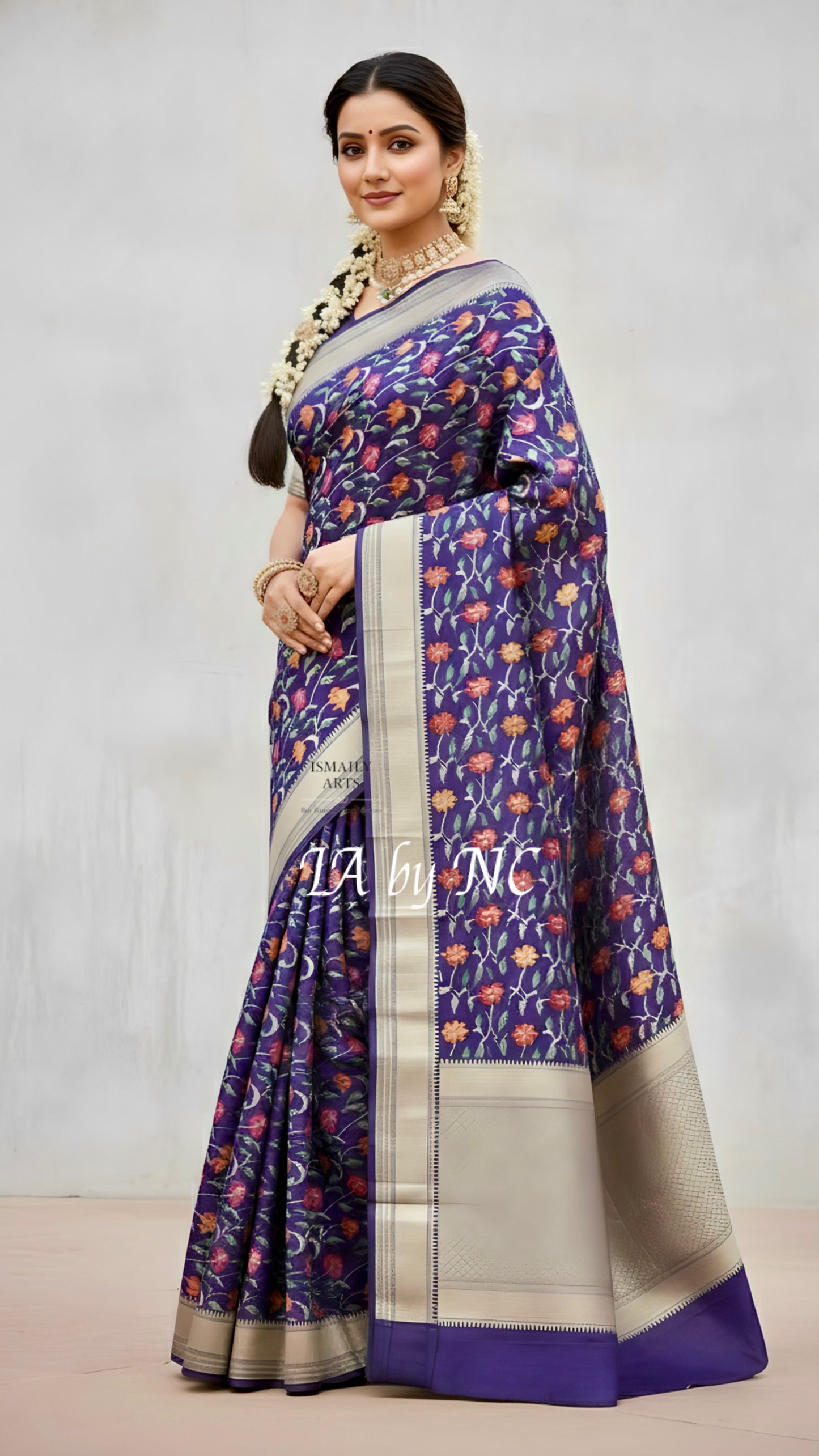 Navy Banarasi Pure Munga Silk Saree