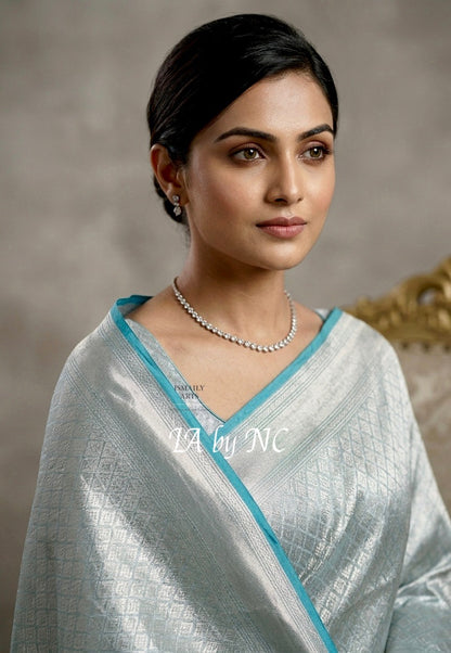 Sky Banarasi Pure Tissue Silk Brocade Saree