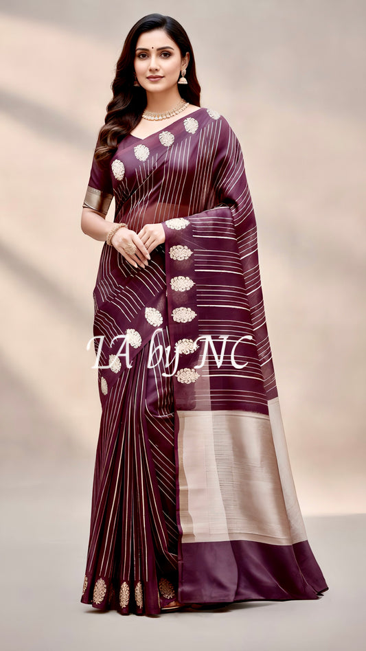 Hickory Banarasi Pure Kora Organza Kadwa Saree