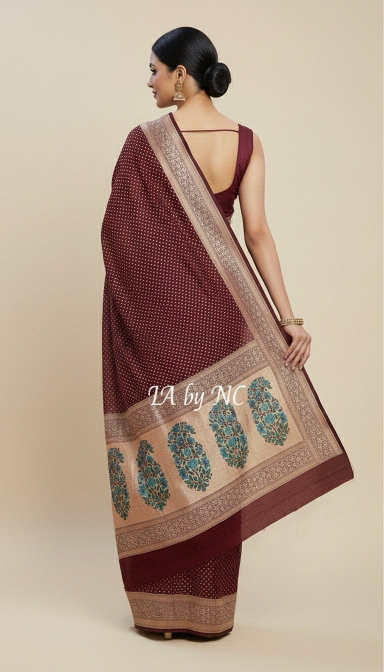 Hickory Banarasi Pure Khaddi Georgette Saree