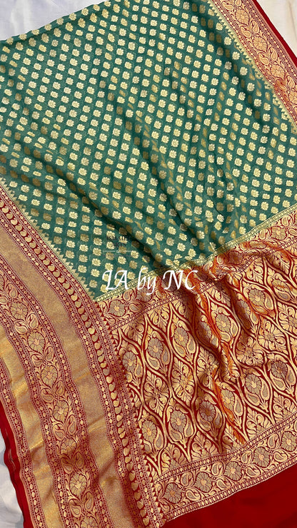 Sage Banarasi Pure Khaddi Georgette Saree