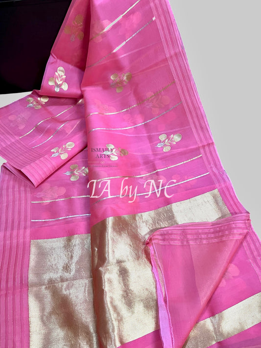 French Banarasi Pure Kora Organza Kadwa Saree