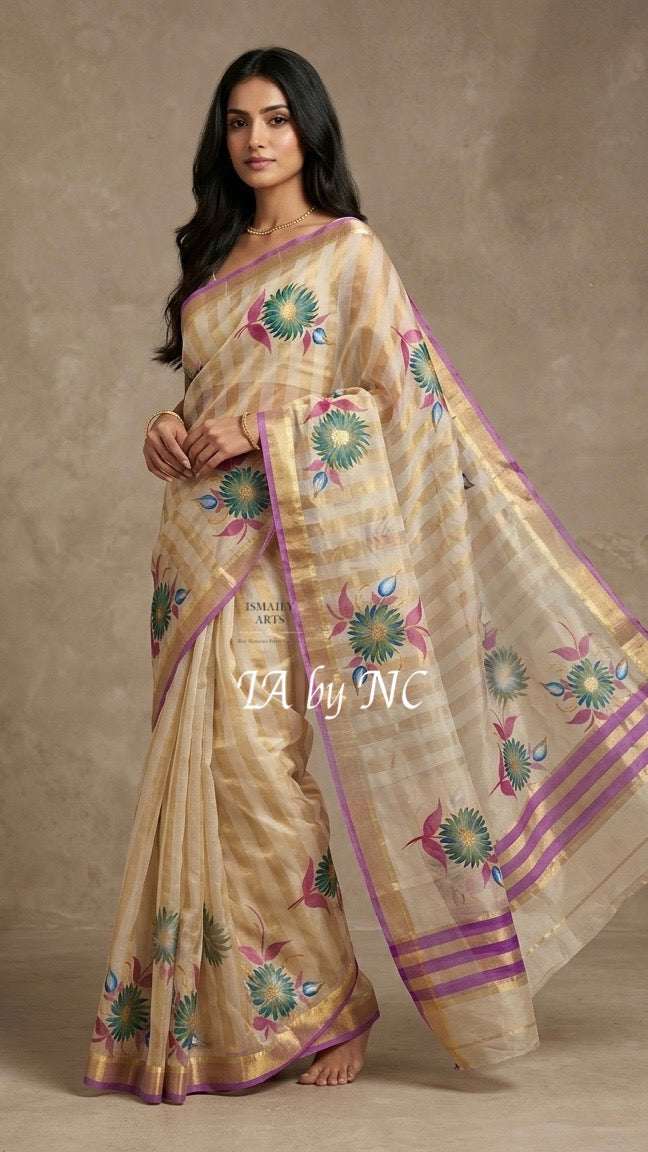 Offwhite Banarasi Pure Tissue Silk Saree
