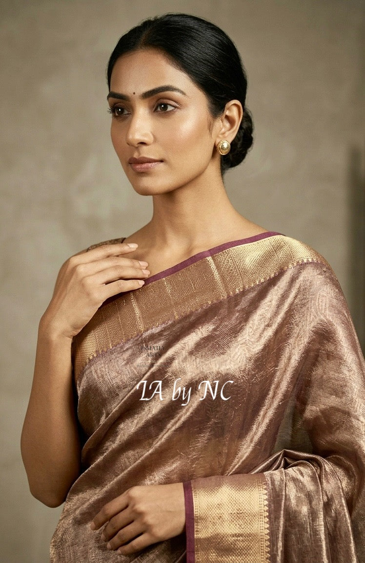 Bronze Banarasi Pure Tissue Silk Saree