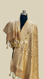Beige Banarasi Pure Munga Silk Dupatta