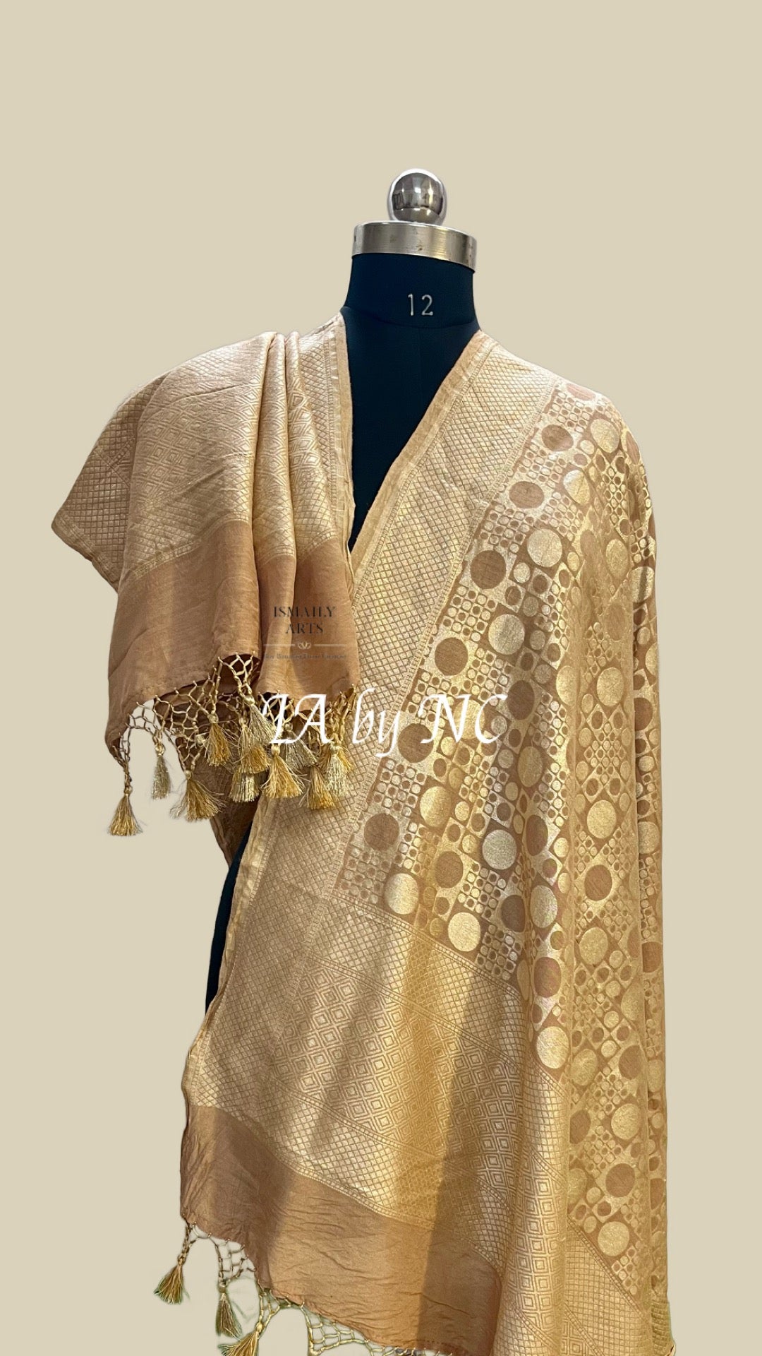 Beige Banarasi Pure Munga Silk Dupatta
