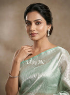 Turquoise Banarasi Pure Tissue Silk Brocade Saree