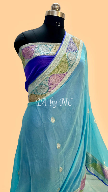 Baby Banarasi Pure Khaddi Georgette Kadwa Saree