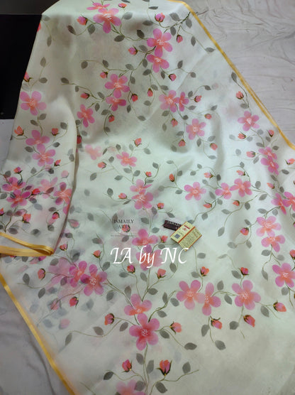 Offwhite Banarasi Pure Kora Organza Saree