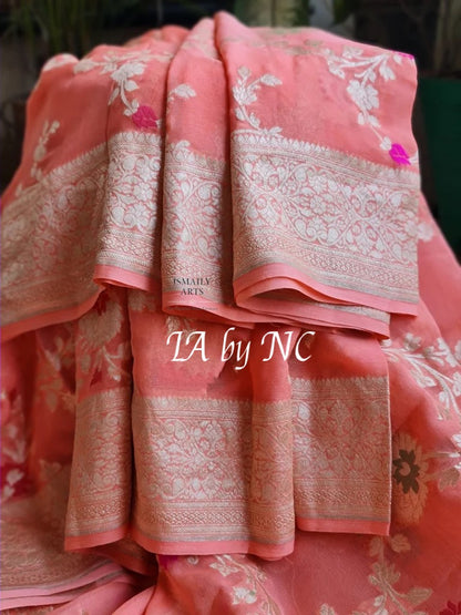 Punch Banarasi Pure Khaddi Georgette Meenakari Saree