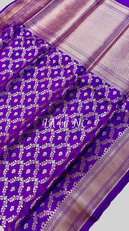 Grape Banarasi Pure Katan Silk Pattu Saree