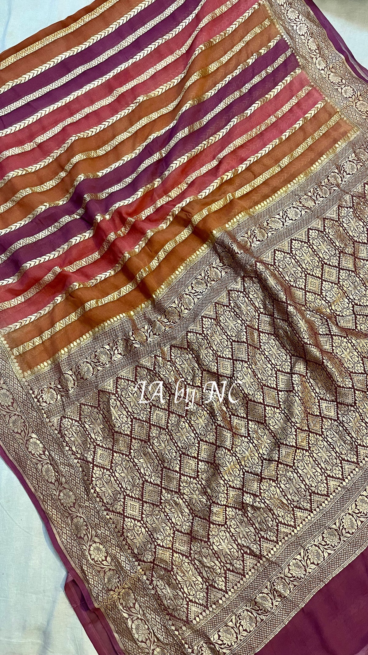 Wine Banarasi Pure Khaddi Georgette Saree