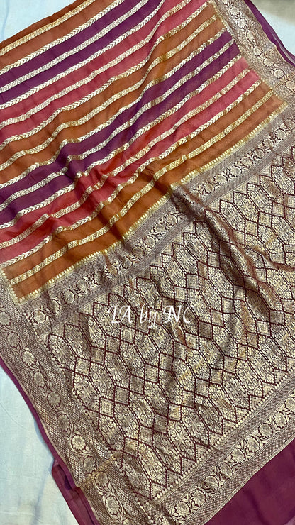 Wine Banarasi Pure Khaddi Georgette Saree