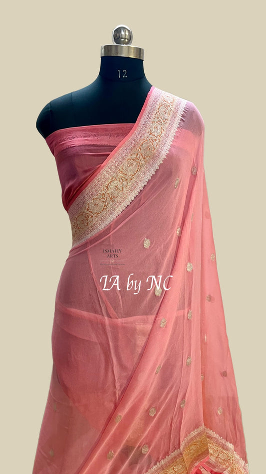 Punch Banarasi Pure Khaddi Georgette Kadwa Saree