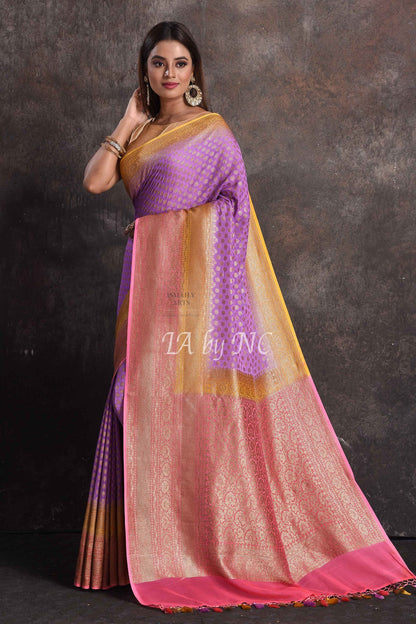 Orchid Banarasi Pure Khaddi Georgette Saree