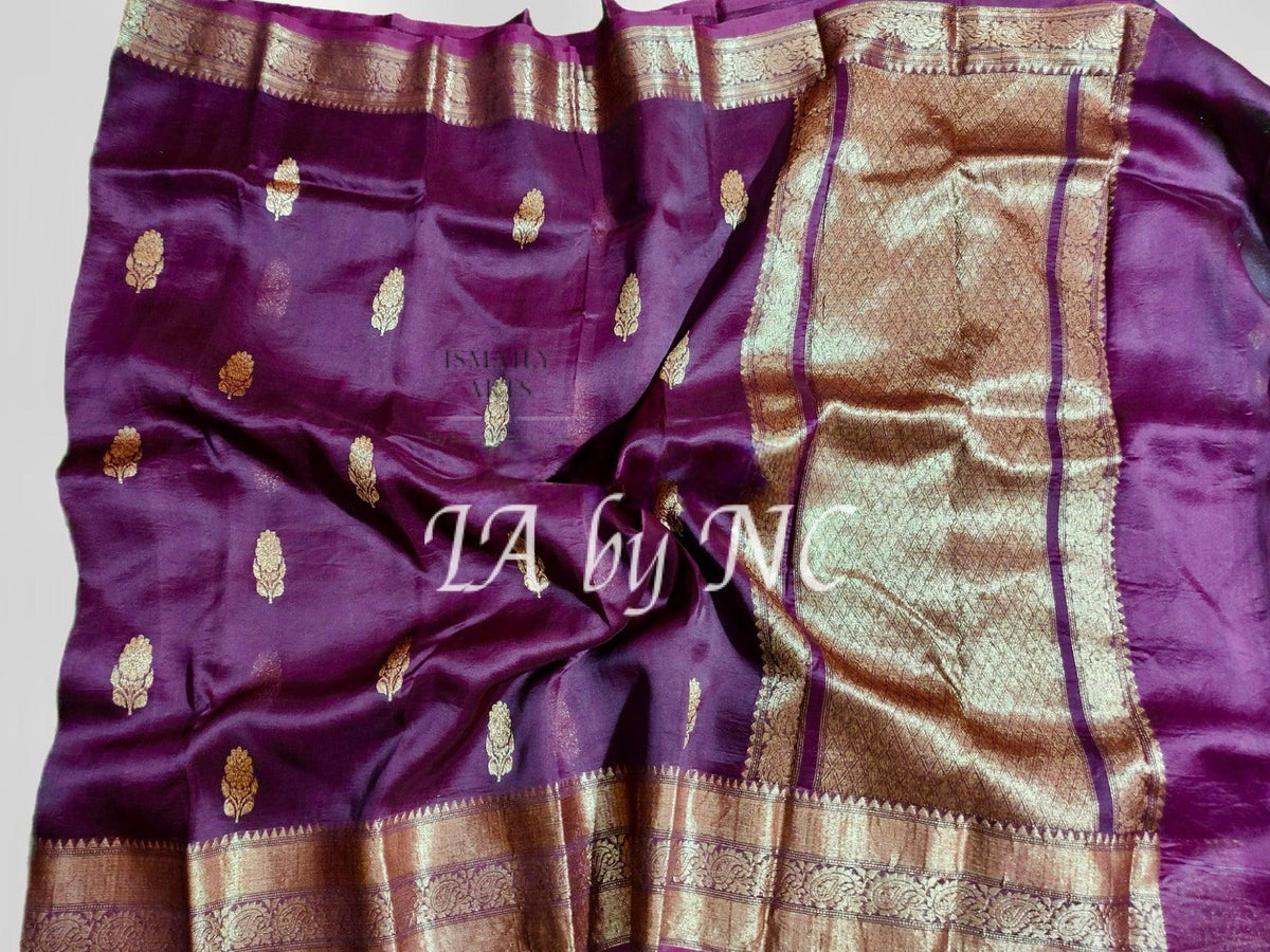 Byzantine Banarasi Pure Kora Organza Kadwa Saree