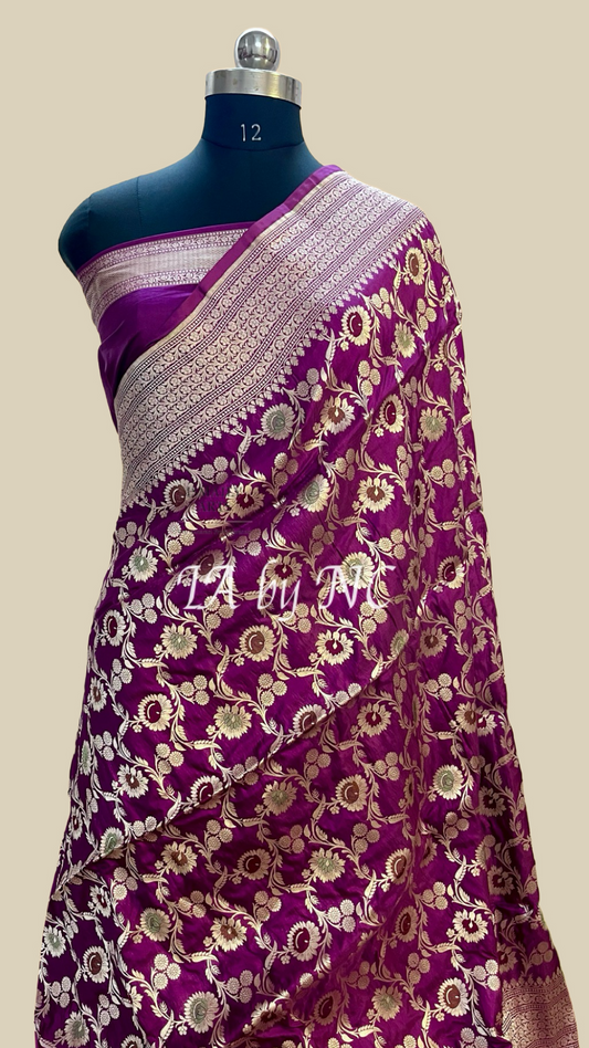 Byzantine Banarasi Pure Katan Silk Meenakari Pattu Saree