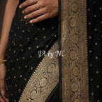 Black Banarasi Pure Khaddi Georgette Saree