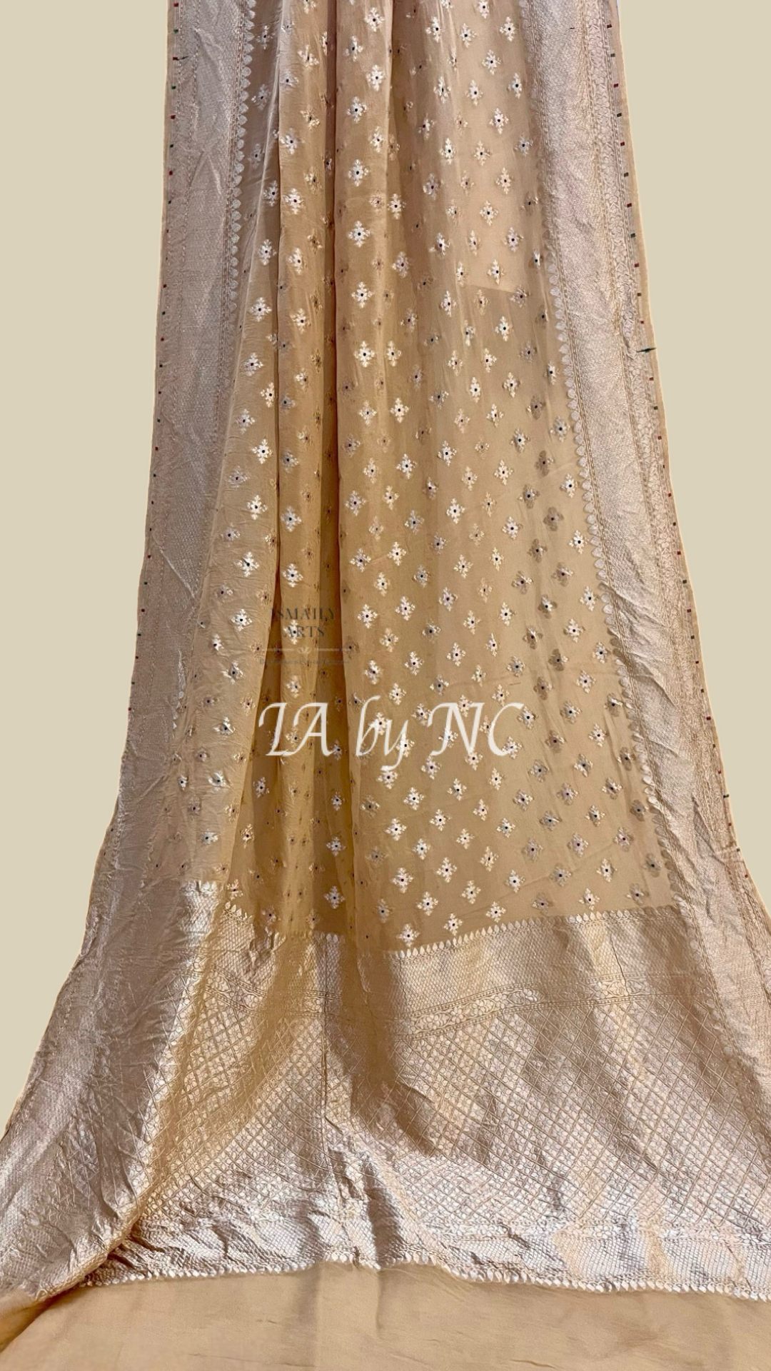 Beige Banarasi Pure Khaddi Georgette Saree