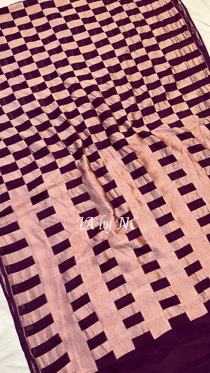 Byzantine Banarasi Pure Khaddi Georgette Saree