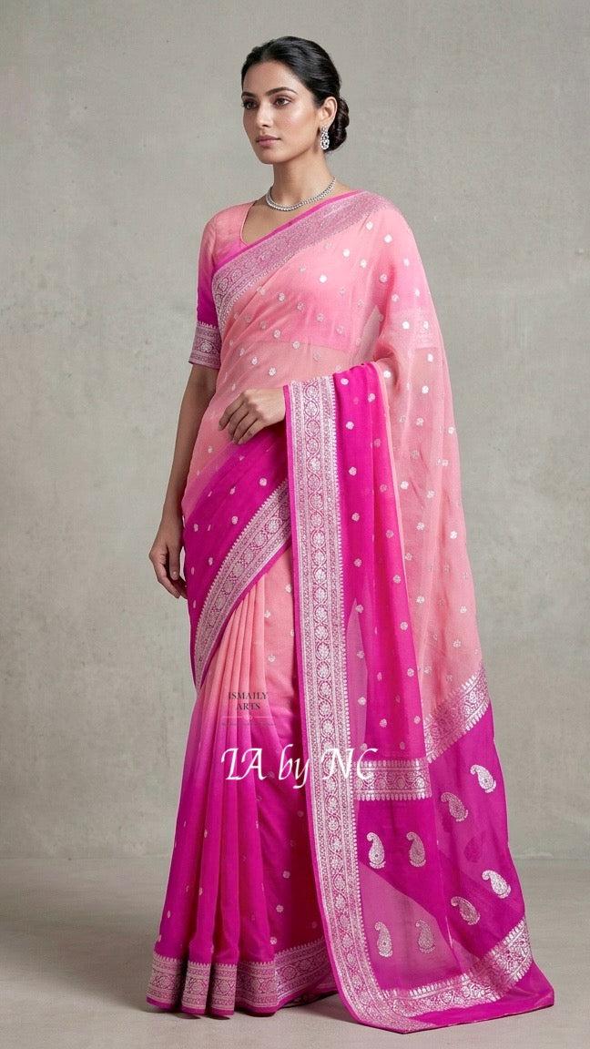 Rani Banarasi Pure Khaddi Georgette Kadwa Saree