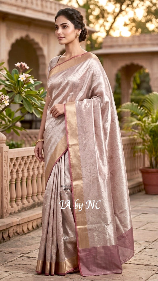 Carmine Banarasi Pure Tissue Silk Brocade Saree