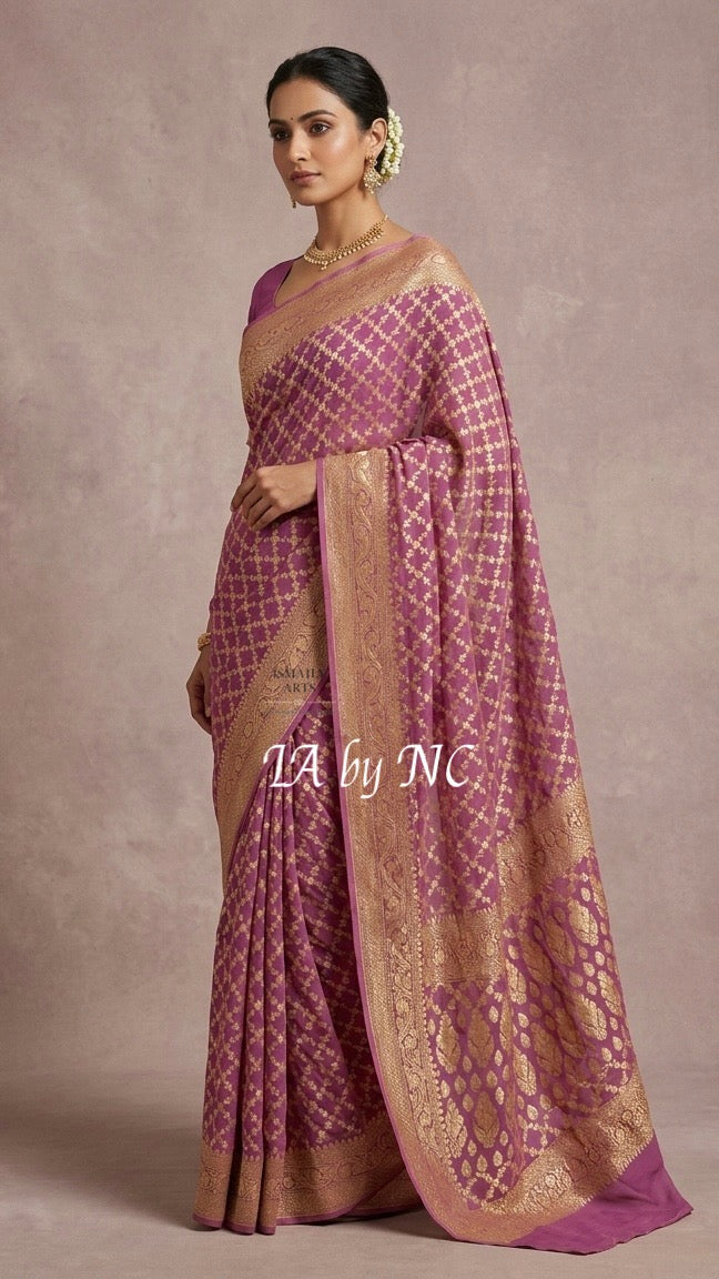 Thulian Banarasi Pure Khaddi Georgette Saree